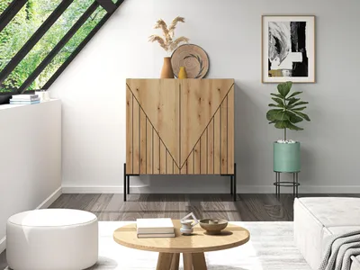 Produktbild von xonox.home Neo Kommode B/H/T: 80x91x40 cm in Evoke Oak Nachbildung und schwarz