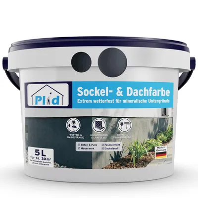 Produktbild von Sockel- & Dachfarbe 5 l Schiefergrau matt – Fassadenfarbe außen, hochdeckend, wetterfest, UV-beständig, Abperleffekt, ca. 30 m²