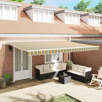 Immagine prodotto di vidaXL Tenda da sole retrattile a strisce verdi e gialle 500 x 300 cm