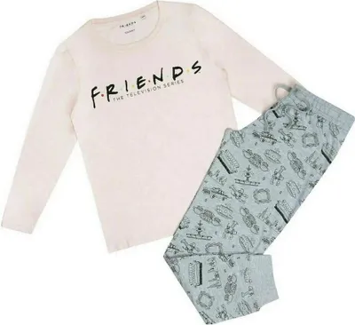 Produktbild von Friends - Schlafanzug mit langer Hose für Damen Langärmlig TV822 (M) (Pink/Grau/Schwarz)
