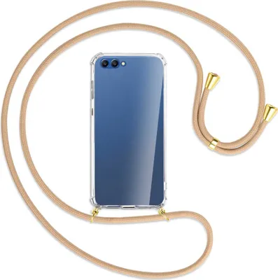 Produktbild von Handykette Backcover-Schutzhülle mit Band (Metall goldfarben) für Honor 10 - beige