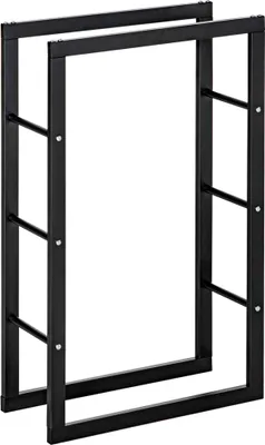 Zdjęcie produktu dla Fortuna Lai Stojak na drewno kominkowe Regał na drewno kominkowe Uchwyt na drewno kominkowe 100 kg Stal Czarny Dł. 60 x szer. 25 x wys. 100 cm