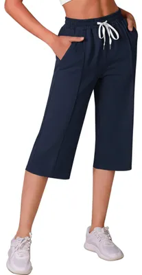 Obrázok produktu pre Solidchoice - Dámske capri nohavice 3/4 s vysokým pásom a vreckami