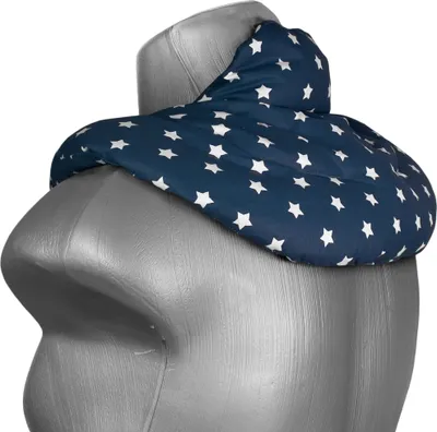 Produktbild von Nackenhörnchen mit Stehkragen Sterne-blau - Kirschkernkissen - Nackenkissen Wärmekissen - Ein sehr wohliger Nackenwärmer