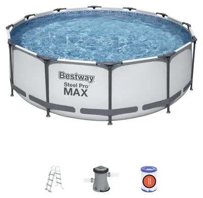 Image de Steel Pro Max™ Frame Pool Kit complet, rond, avec pompe de filtration & échelle de sécurité 366 x 100 cm, Piscine, Natation, Piscines