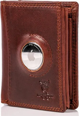 Produktbild von Slim Leder Geldbörse mit AirTag Fach RFID Schutz Münzfach Kartenetui kompaktes Herren Wallet mit Geschenkbox hochwertig und langlebig
