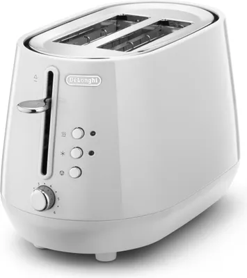 Produktbild von De'Longhi Eclectica Toaster CTY2103.W, weiß, für 2 Scheiben, mit Auftaufunktion und Brötchenaufsatz