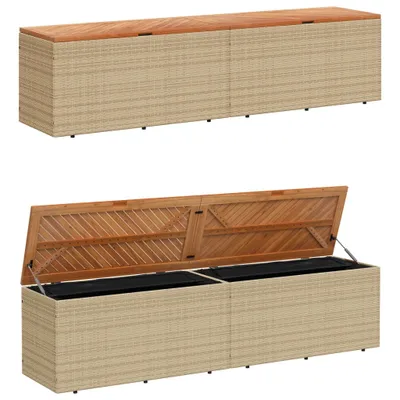 Produktbild von vidaXL Gartentruhe Beige 220x50x54 cm Poly Rattan Akazienholz