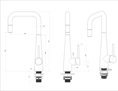 Zdjęcie produktu dla V&B Jednouchwytowa bateria zlewozmywakowa Konic 221x103,5 mm, czarny matowy