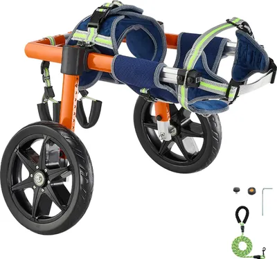 Produktbild von SucceBuy Hunderollstuhl für Hinterbeine, Verstellbarer Rollstuhl für Haustiere, Anpassbar in Höhe, Breite & Länge, Wagen mit Stoßdämpfenden Rädern, Geeignet für Verletzte & Behinderte Hunde von 15,88-21,77 kg