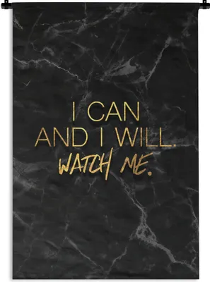 Produktbild von MuchoWow® Wandteppich Wandbehang Zitate - Marmor - Gold - Schwarz 90x135 cm Tapisserie Dekoration Wandtuch - Baumwolle - Wandskulptur