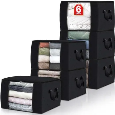 Produktbild von Famanu Aufbewahrungsboxen Set aus 6 Stoffboxen mit Sichtfenster und verstärkten Griffen