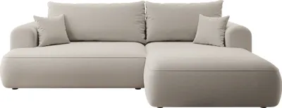 Image de Selsey Canapé d'angle Ovo avec fonction sommeil, ottomane à droite, housse en velours Easy-Clean beige clair