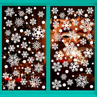 Produktbild von Selbstklebende Schneeflocken Fensterbilder für Weihnachten, 228 Stück