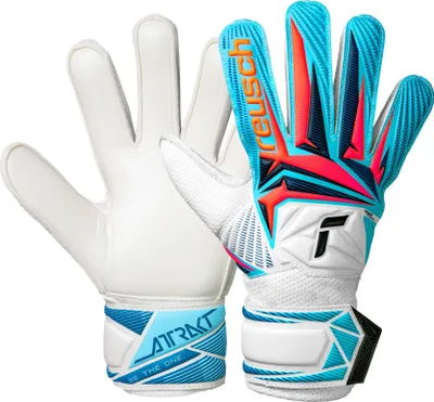 Obrázek produktu pro Brankářské rukavice Reusch Attrakt Solid Junior s vysoce elastickým a bezpečným zapínáním, barva: bílá/světle modrá, velikost: 6