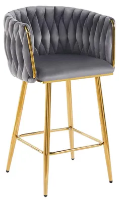 Obrázek produktu pro Designová barová židle ZULIMARA - šedá / zlatá
