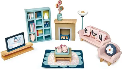 Obrázok produktu pre Tender Leaf Toys Dovetail Sitting Room Set, Nábytok pre bábiku, 3 rok / roky