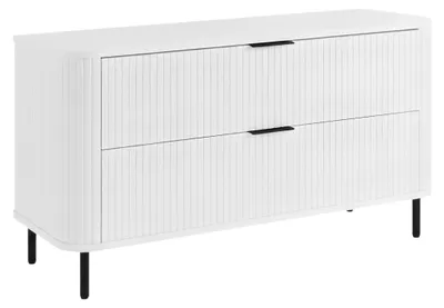 Immagine prodotto di Mobile bagno sospeso con cassetti e gambe in metallo, colore bianco, maniglie nere, gambe nere, dimensioni 120 x 41,5 x 66,7 cm