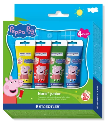 Produktbild von STAEDTLER Noris junior Fingermalfarben Peppa Wutz 4er Set, 4 Tuben je 75ml