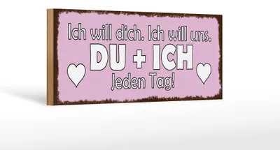 Produktbild von Holzschild Spruch 27x10cm Du + Ich jeden Tag ich will dich