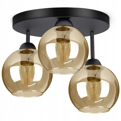 Produktbild von LUXOLAR Pendelleuchte 3-flammig E27 Schwarz Honigglas Ø15 cm starr