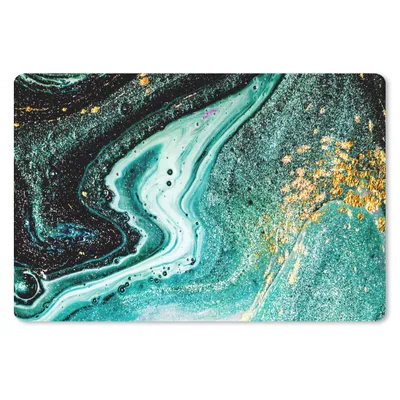 Obrázek produktu pro Podložka pod myš - Mramorový vzhled - Modrá - Zlatá - Třpytky - - Mramor - 60x40cm - Podložka pod myš