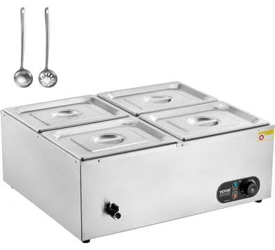 Produktbild von VEVOR 8-Pfannen Gewerblicher Speisenwärmer, 8 x 8QT Elektrischer Dampftisch mit Glasabdeckung, 1700W Edelstahl Buffet Bain Marie 86-185°F Temperaturregelung für Catering, Restaurants, Silber, 4 x 1/2-Größe Pfannen-a