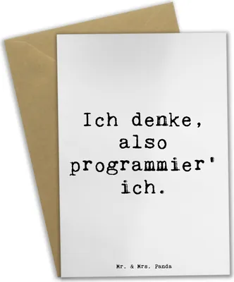 Produktbild von Mr. & Mrs. Panda Beileidskarte Spruch Denker Softwareentwickler - Weiß - Geschenk, Berufsliebe, kreative Geschenke, Grußkarten, hochzeitskarten, osterkarten, Beruf