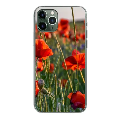 Produktbild von MuchoWow® Handyhülle Schutzhülle Hülle für iPhone 11 Pro Blumen - Mohnblumen - Natur - Rot Silikon Softcase Handy Hülle - Handy