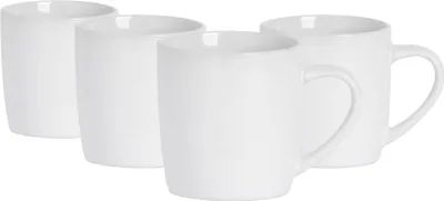 Produktbild von Argon Ta Farbige Kaffeetassen – 350 ml – Weiß – 4er-Pack – Robuste Teetasse aus Steingut, spülmaschinen- und mikrowellengeeignet