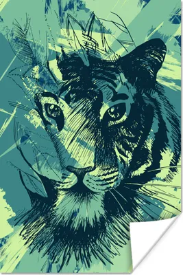 Produktbild von MuchoWow® Poster Tiger - Kopf - Abstrakt 80x120 cm - Papierdruck