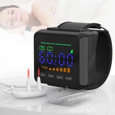 Obrázek produktu pro Hodinky pro laserovou terapii – LLLT hodinky na zápěstí – vlnová délka 650 nm – výstupní výkon <5 mW – na zápěstí – sada 1 s adaptérem pro EU/USA/Velkou Británii/Austrálii a nabíjecím kabelem, návod v angličtině