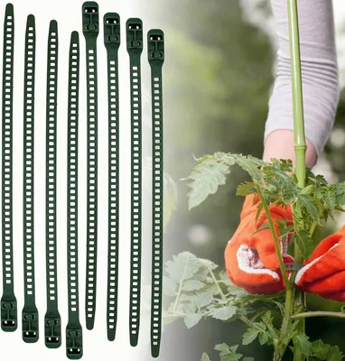 Zdjęcie produktu dla ProGarden opaski do roślin 8 sztuk - opaski do roślin ogrodowych 34,5 cm, zielone, wielokrotnego użytku