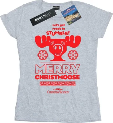 Imagen del producto de Camiseta para mujer de "National Lampoon's Christmas Vacation" con el diseño "Merry Christmoose" (BI36277), talla S, color gris