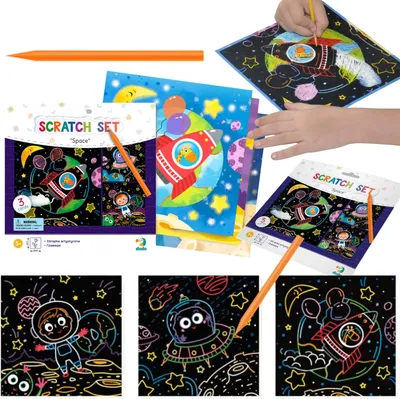 Produktbild von Künstlerisches Rubbellos "Kosmos" Rubbelkarte Rubbelmethode für Kinderbilder 300217
