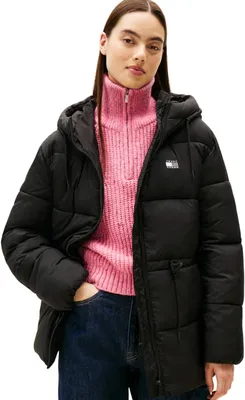 Produktbild von Tommy Jeans Damen Pufferjacke Midi mit Kapuze, Schwarz (Black), XS