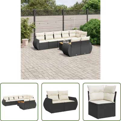 Produktbild von The Living Store 9-tlg. Garten-Sofagarnitur mit Kissen Schwarz Poly Rattan