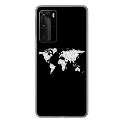Produktbild von MuchoWow® Handyhülle Schutzhülle Hülle für Huawei P40 Pro Weltkarte - Muster - Schwarz Silikon Softcase Handy Hülle - Schutz