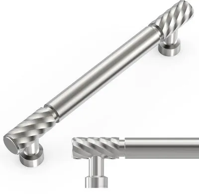 Zdjęcie produktu dla Zestaw 10 uchwytów do mebli Ibenzoa® ze stali nierdzewnej, szczotkowane nikiel, rozstaw otworów 128 mm – do szafek i szuflad kuchennych (50 × 35 mm)