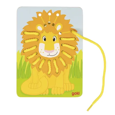 Zdjęcie produktu dla goki 58686 Gra sznurkowa papuga, lew, zebra 12 x 16,5 cm, drewno, 3 sztuki, 6 sznurkw, kolorowy (1 zestaw)