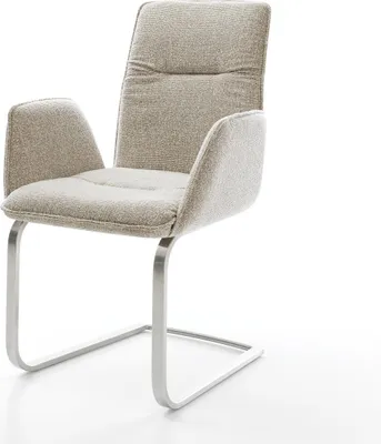 Produktbild von DELIFE Freischwinger Vinja-Flex Webstoff Soft Beige Freischwinger flach Edelstahl