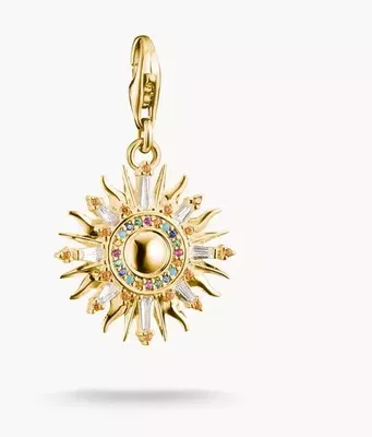 Image de Pendentif charm « soleil multicolore » plaqué or