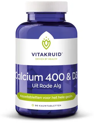 Produktbild von Vitakruid Calcium 400 & D3 aus nachhaltiger Rotalge Aquamin TG® (90 Kautabletten)