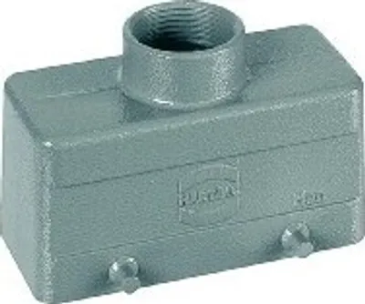 Produktbild von HARTING Han 10B Tüllengehäuse niedrig, 1xPG16 gerader Kabelabgang, für 2 Bügel (am Unterteil) Verschraubung PG16