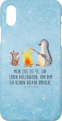 Produktbild von Mr. & Mrs. Panda Iphone 10 Handyhülle Pinguin Lagerfeuer - Eisblau - Geschenk, Feuer, Hülle, Arbeit, Job, Cover, Handy, X, Pinguine