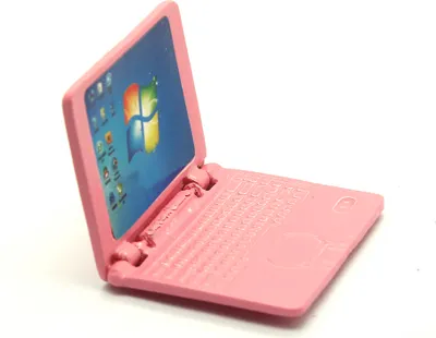 Produktbild von Masstab 1:6 Miniatur Computer als Puppenhaus Deko in Pink