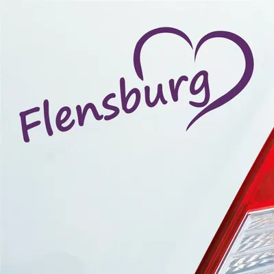 Produktbild von Auto Aufkleber Flensburg Herz Stadt City Liebe Love 18,5x8 cm Lila Sticker Heckscheibenaufkleber