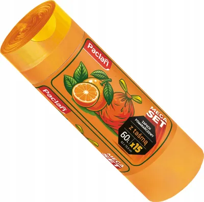 Zdjęcie produktu dla Worki na śmieci zapachowe z taśmą pomarańczowe 60l 15szt