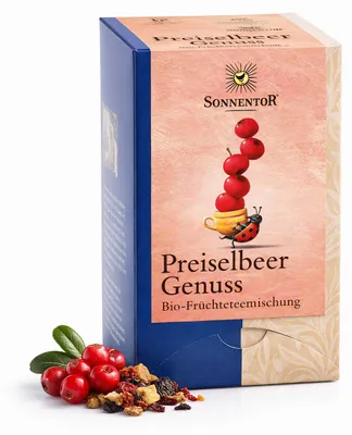 Produktbild von Sonnentor 02237, Früchtetee, 50,4 g, Apfel, Cranberry, Hibiskus, Orange, Hagebutte, 2,5 g, Hagebutten Preiselbeeren , 30% Hibiskus Apfelstücke Feinschnitt Orangenschalen ..., 18 Stück(e)