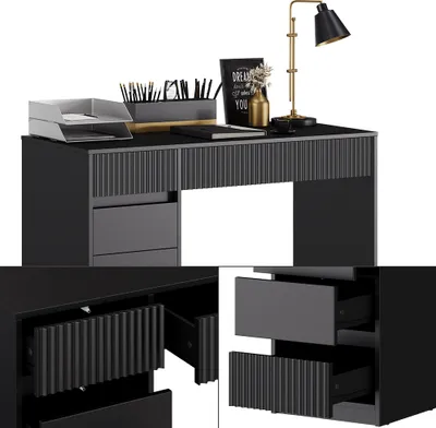 Obrázek produktu pro Pracovní stůl Vicco Omira Černá 120 x 55 cm s 5 zásuvkami, Model 50582